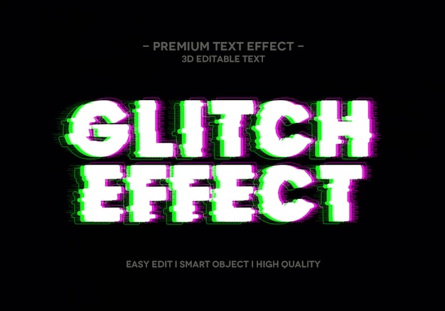 Premium PSD | Glitch text effect style template