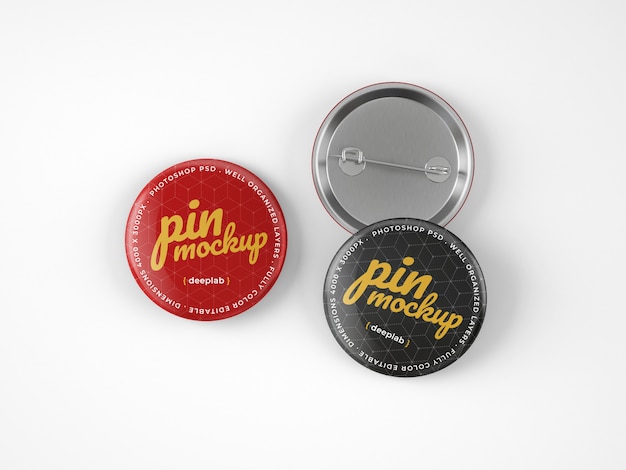 Glossy button pins mockup | Premium PSD File