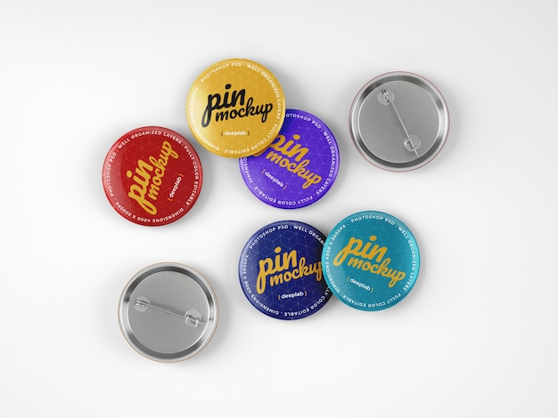 Premium PSD | Glossy button pins mockup