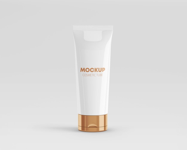 Download Free Glossy Cosmetic Tube Mockup With Gold Cap Premium Psd File PSD Mockups.