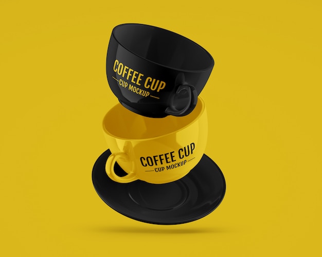 Download Premium Psd Glossy Cups And Saucer Mockup