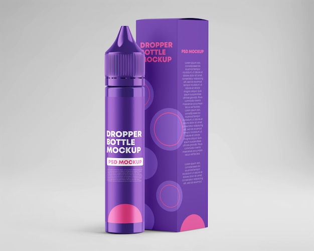 Download Glossy dropper bottle mockup with box | Premium PSD File