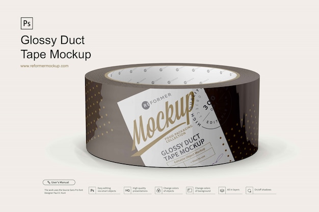 Download Glossy duct tape mockup PSD file | Premium Download