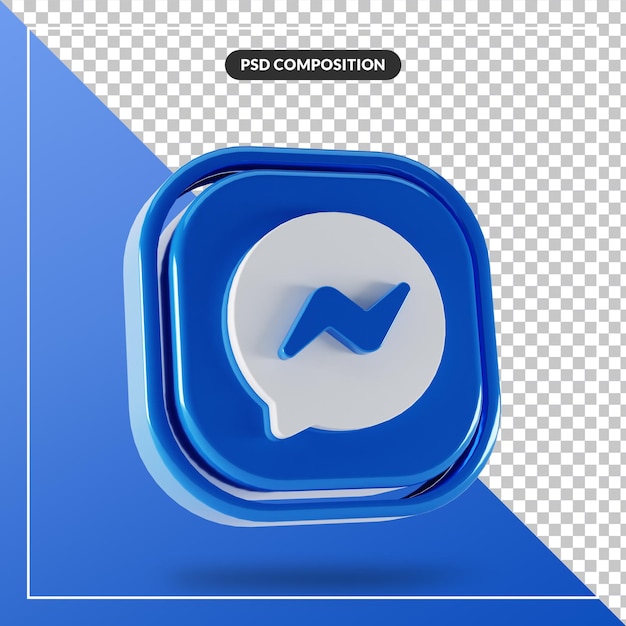 Premium Psd Glossy Facebook Messenger Logo Isolated 3d Design