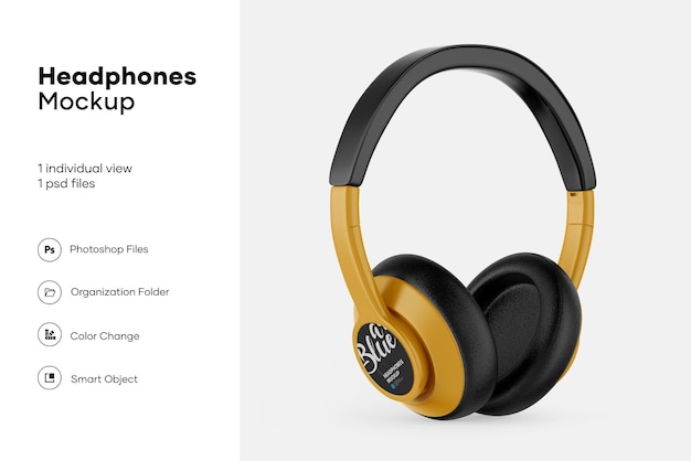 Glossy Headphones Mockup - Yellowimages