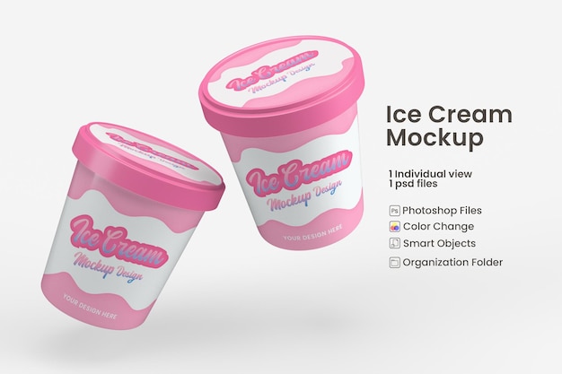 Download Premium Psd Glossy Ice Cream Cup Mockup
