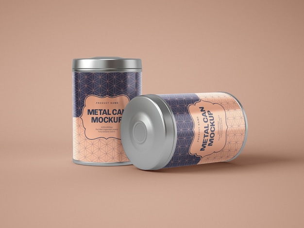 Download Glossy metal tin can box mockup | Premium PSD File