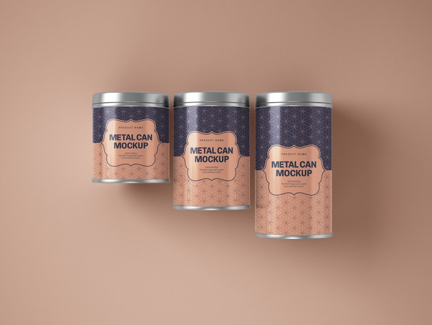 Download Premium PSD | Glossy metal tin can box mockup