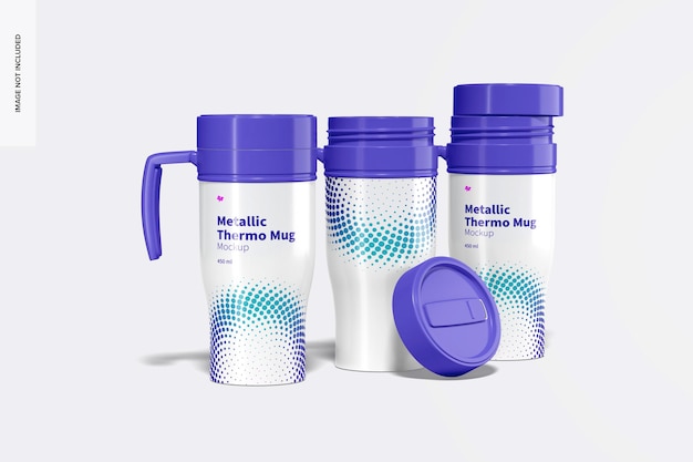 Download Premium Psd Glossy Metallic Thermo Mug Set Mockup