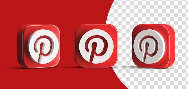 Premium PSD | Glossy pinterest button social media logo icon set 3d ...