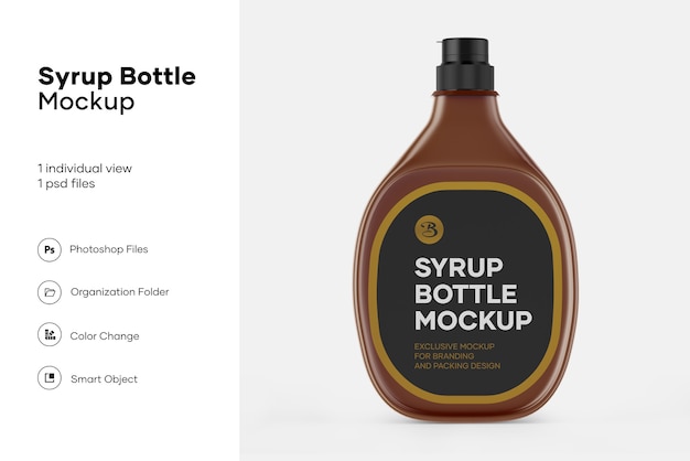 Download Premium Psd Glossy Plastic Syrup Bottle Mockup Design Isolated