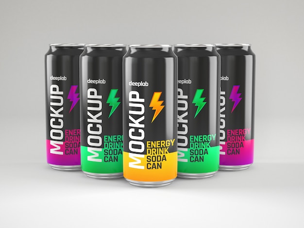 Premium PSD | Glossy soda cans mockup