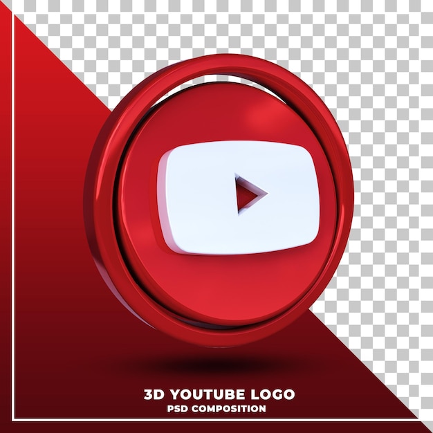 Premium PSD | Glossy youtube logo isolated 3d design rendering