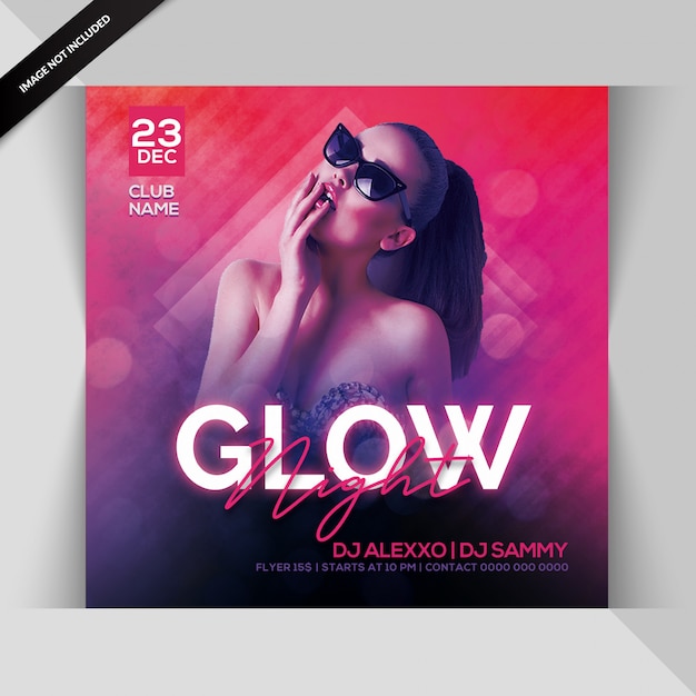 Glow night party flyer Premium Psd