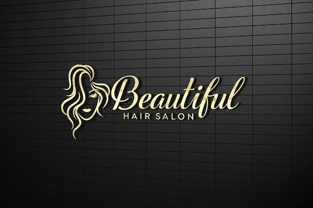 Download Premium PSD | Gold 3d logo mockup on wall in black