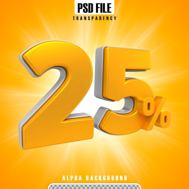 Premium Psd Gold 3d Percentages 25 Percent 2552