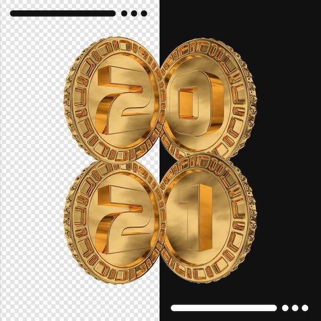 Download Premium PSD | Gold coin and 2021 happy new year in 3d ...
