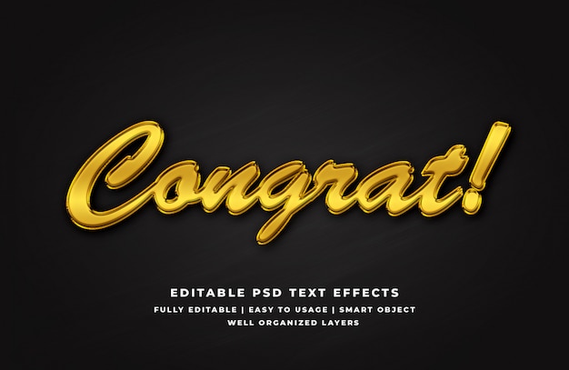 Congratulation Handwriting Text With Gold Watercolor 