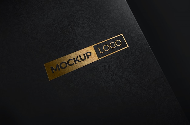 Download Gold foil logo mockup with black paper background ...