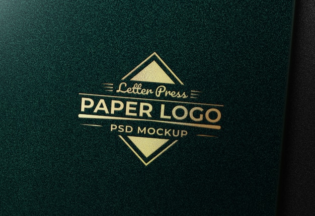 Download Gold logo mockup on green texture paper | Premium PSD File