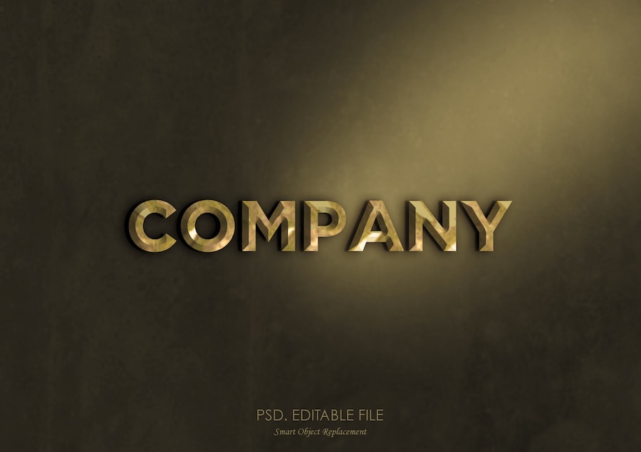 Premium PSD | Gold metallic text effect logo mockup