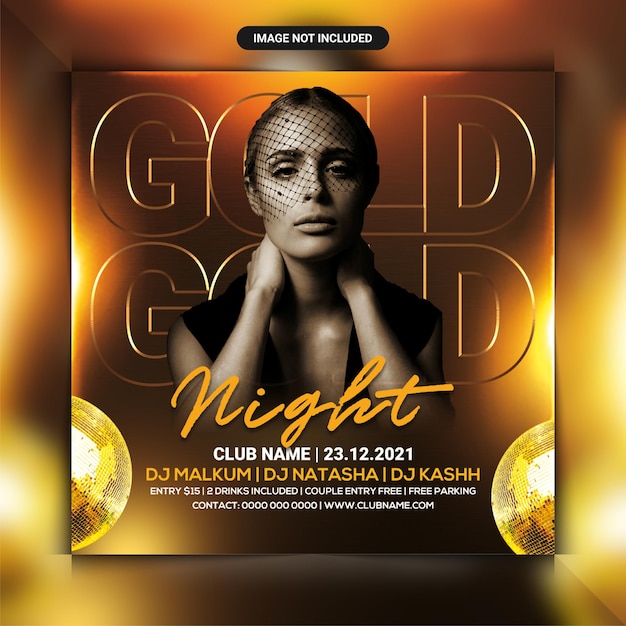  Gold night club party flyer