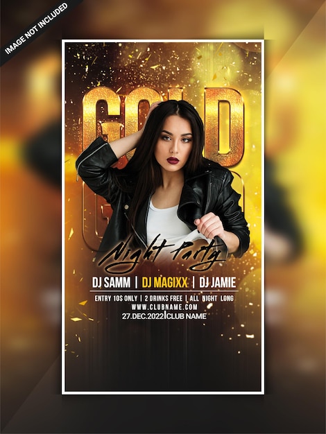  Gold night party instagram web banner template Premium Psd