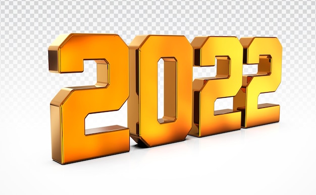 Premium PSD | Gold number 2022 3d rendering luxury happy new year