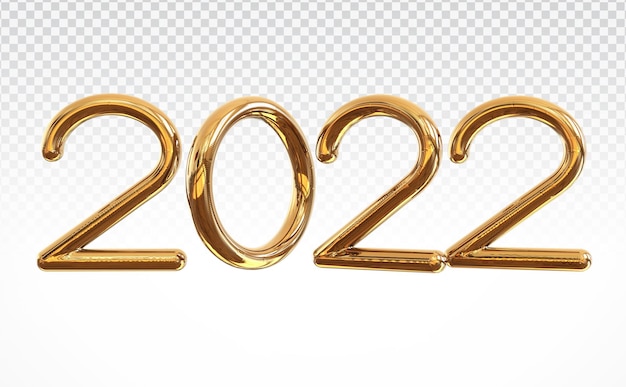 골드 번호 2022 3D 렌더링 럭셔리 새해 복 많이 받으세요 | 프리미엄 Psd 파일
