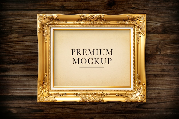 Gold picture frame mockup | Premium PSD File