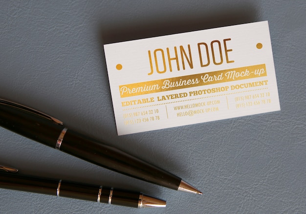 Download Premium PSD | Gold pressed letters business card mockup ...