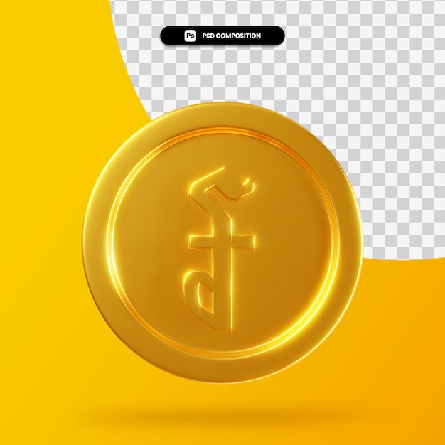 Premium PSD Golden cambodian riel coin 3d rendering isolated
