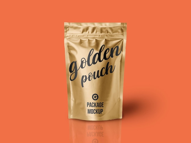 Download Premium PSD | Golden foil zip pouch packaging mockup