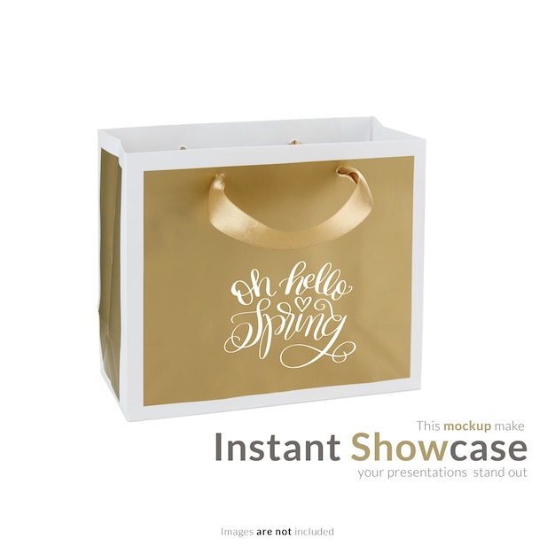 Download Golden gift bag mock up | Free PSD File