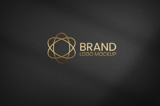 Download Free Psd Golden Logo On Black Textured Paper Mockup