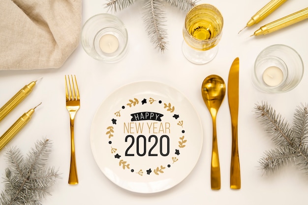 Download Golden new year party cutlery mock-up | Free PSD File