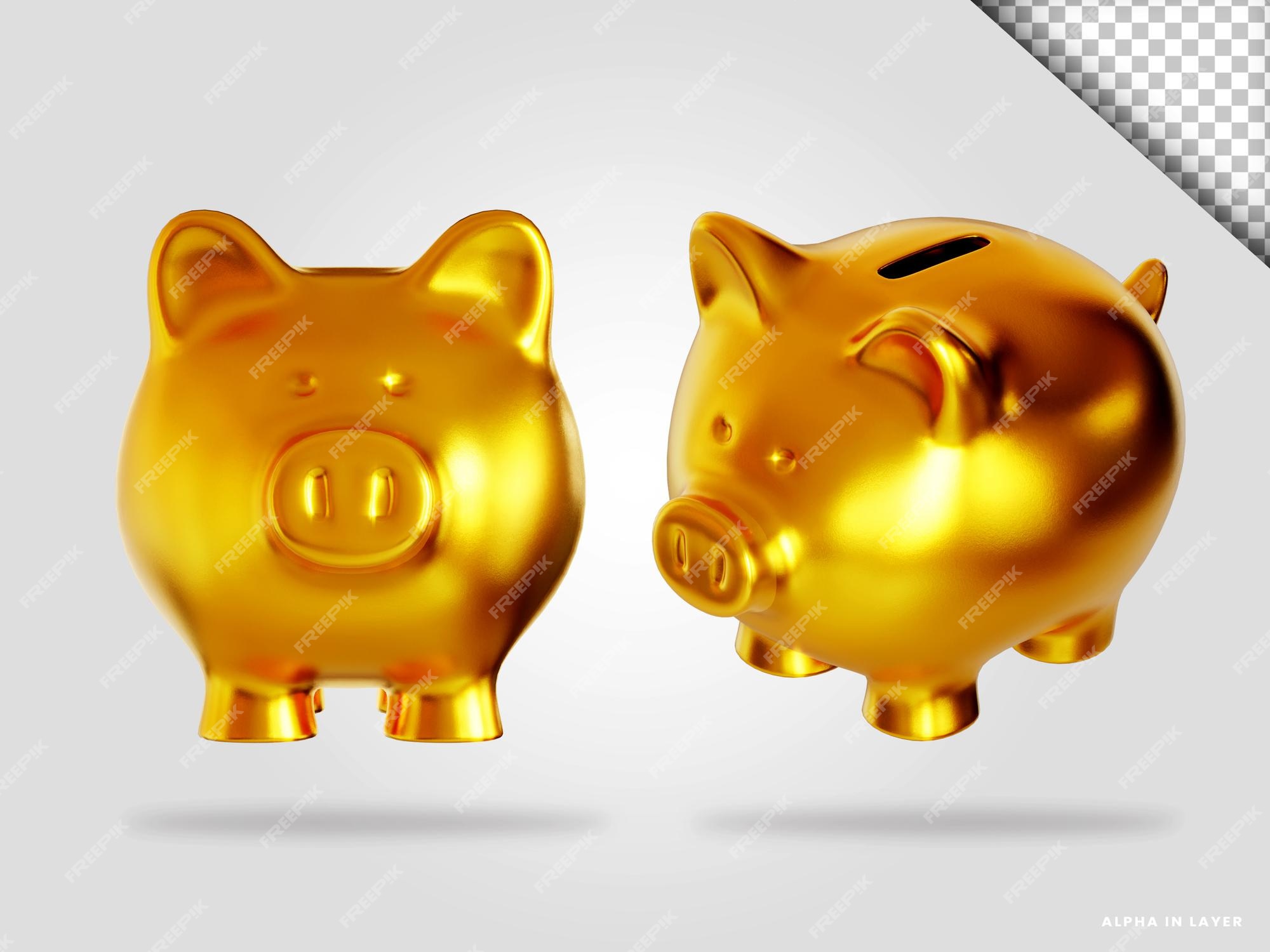 Premium Psd Golden Piggy Bank 3d Render Illustration Isolated