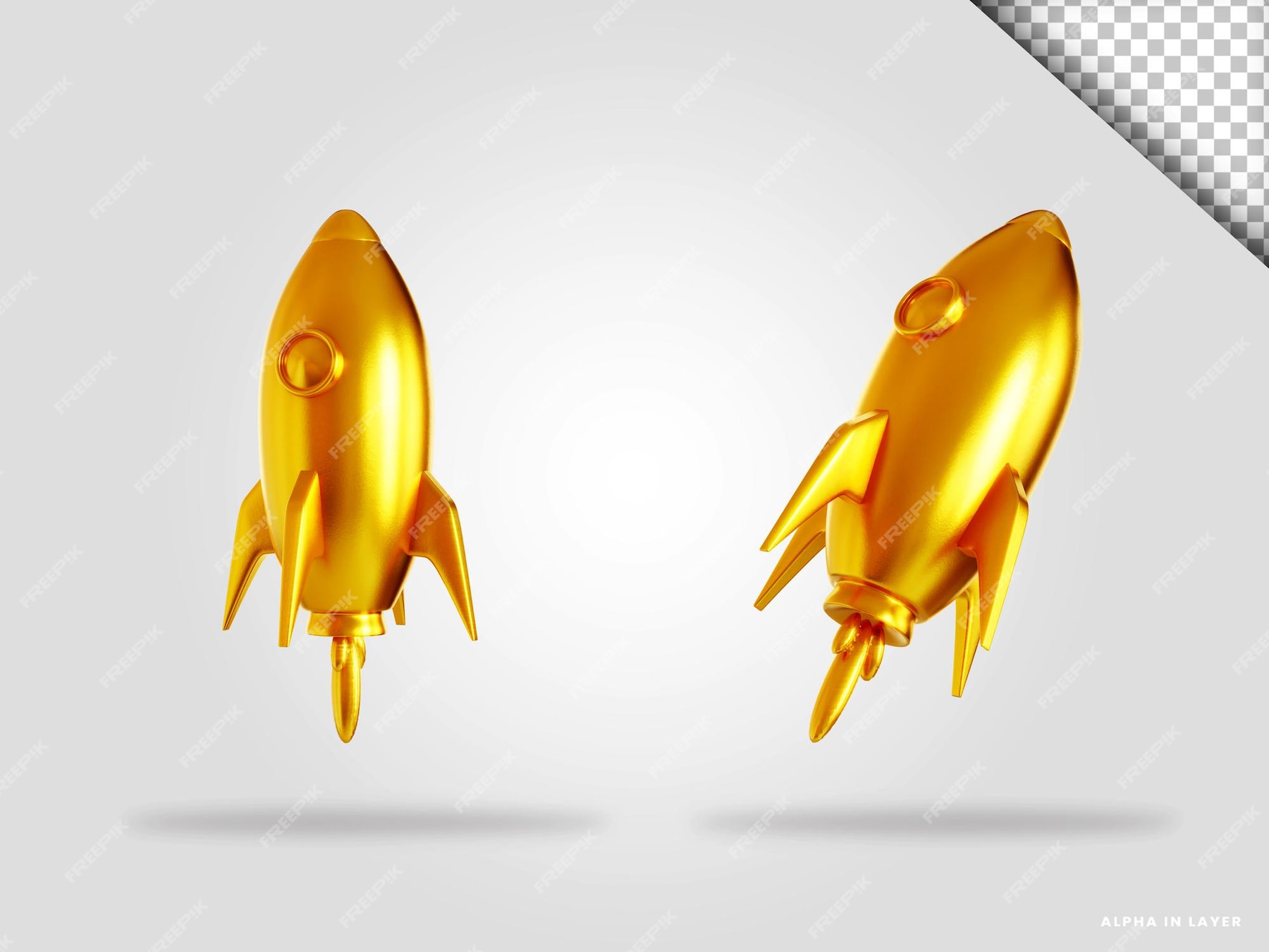 Premium PSD | Golden rocket 3d render illustration isolated