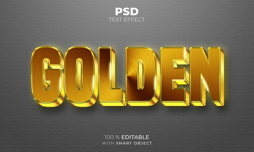 Premium PSD | Golden shiny 3d editable text effect