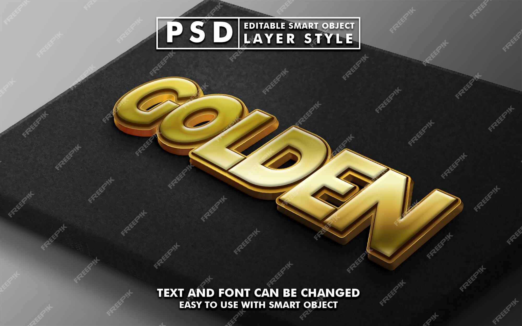 Premium PSD | Golden3d realistic text effect premium psd with smart object