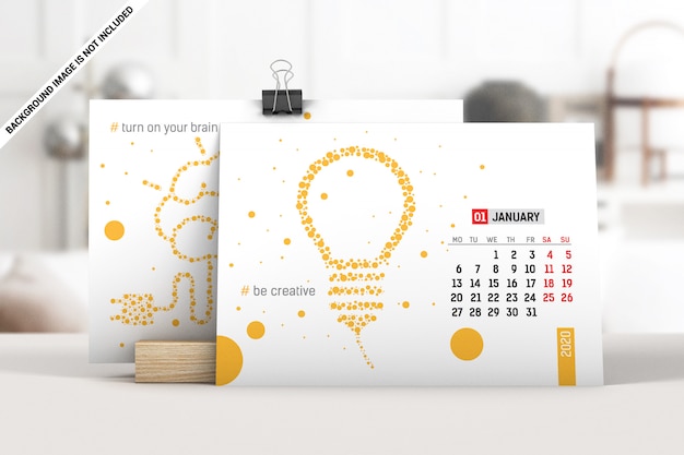 Gorizontal desk calendar mockup Premium Psd