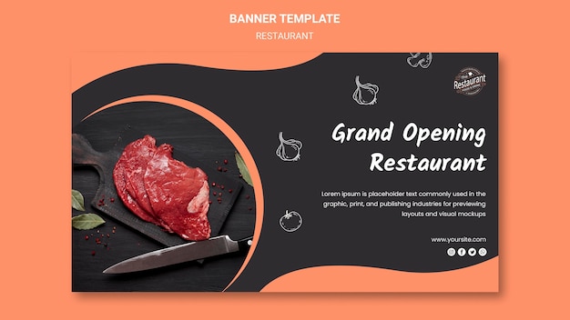 Free PSD | Grand opening restaurant banner template