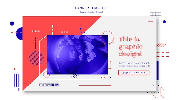 グラフィックデザイン学校コンセプトバナーテンプレート 無料のpsdファイル