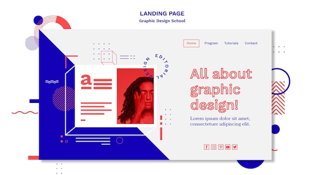 グラフィックデザイン学校コンセプトlaningページテンプレート 無料のpsdファイル