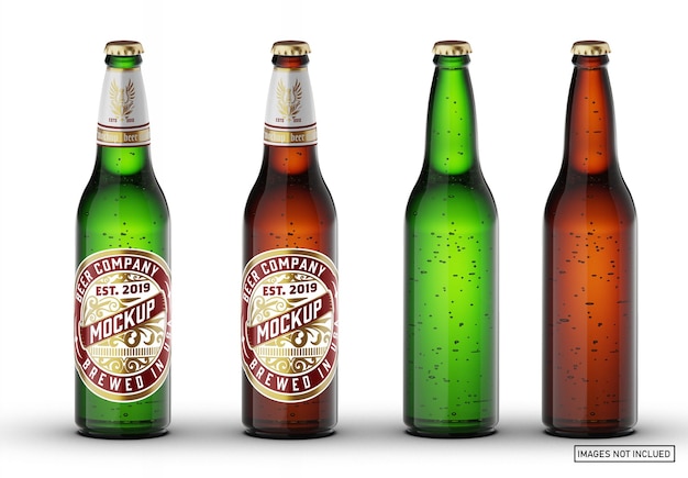 Download Premium Psd Green Brown Glass Beer Bottle Mockup
