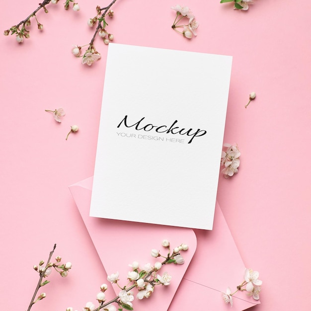 Premium PSD | Greeting Card Stationary Mockup With Gift