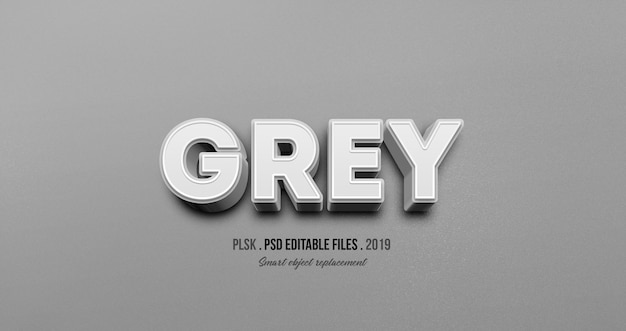 Download Grey 3d text style effect PSD file | Premium Download