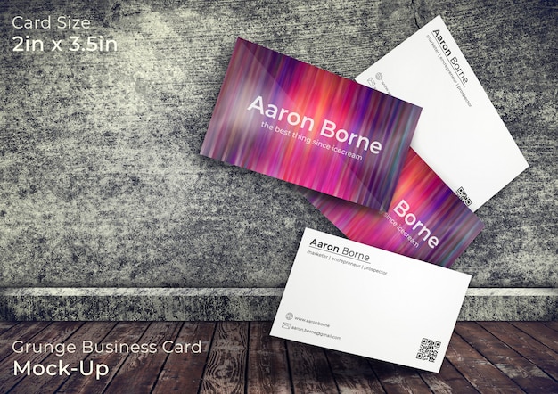Download Grunge 3d business card mock up in a 3d room PSD file ... PSD Mockup Templates