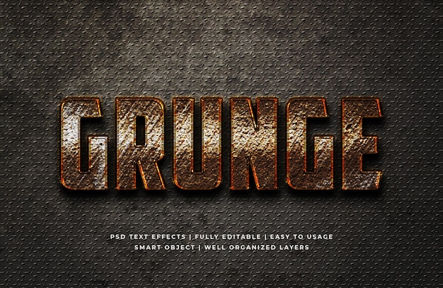 Grunge Metal 3d Text Style Effect | Premium PSD File