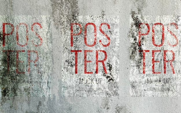 Download Grunge print poster on concrete wall mockup realistic | Premium PSD File